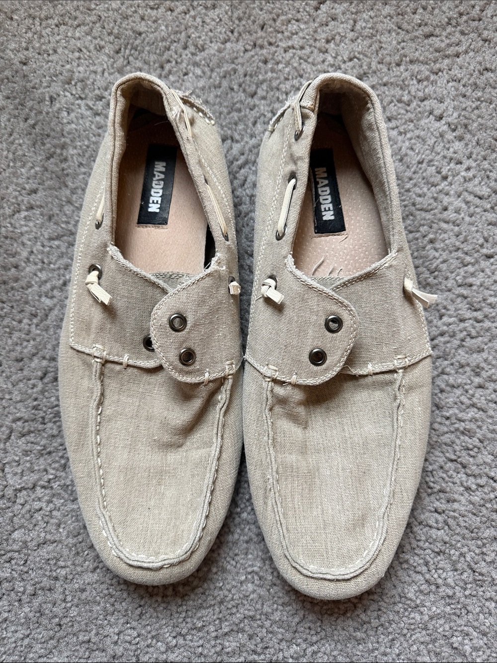 Men’s Beige Canvas Boat Shoes